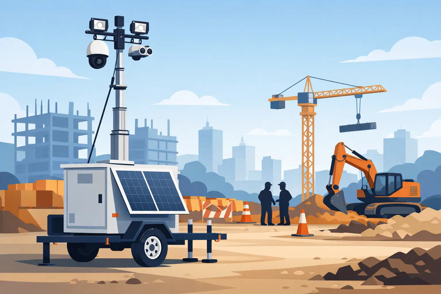 Mobile Surveillance Trailer for Construction Sites