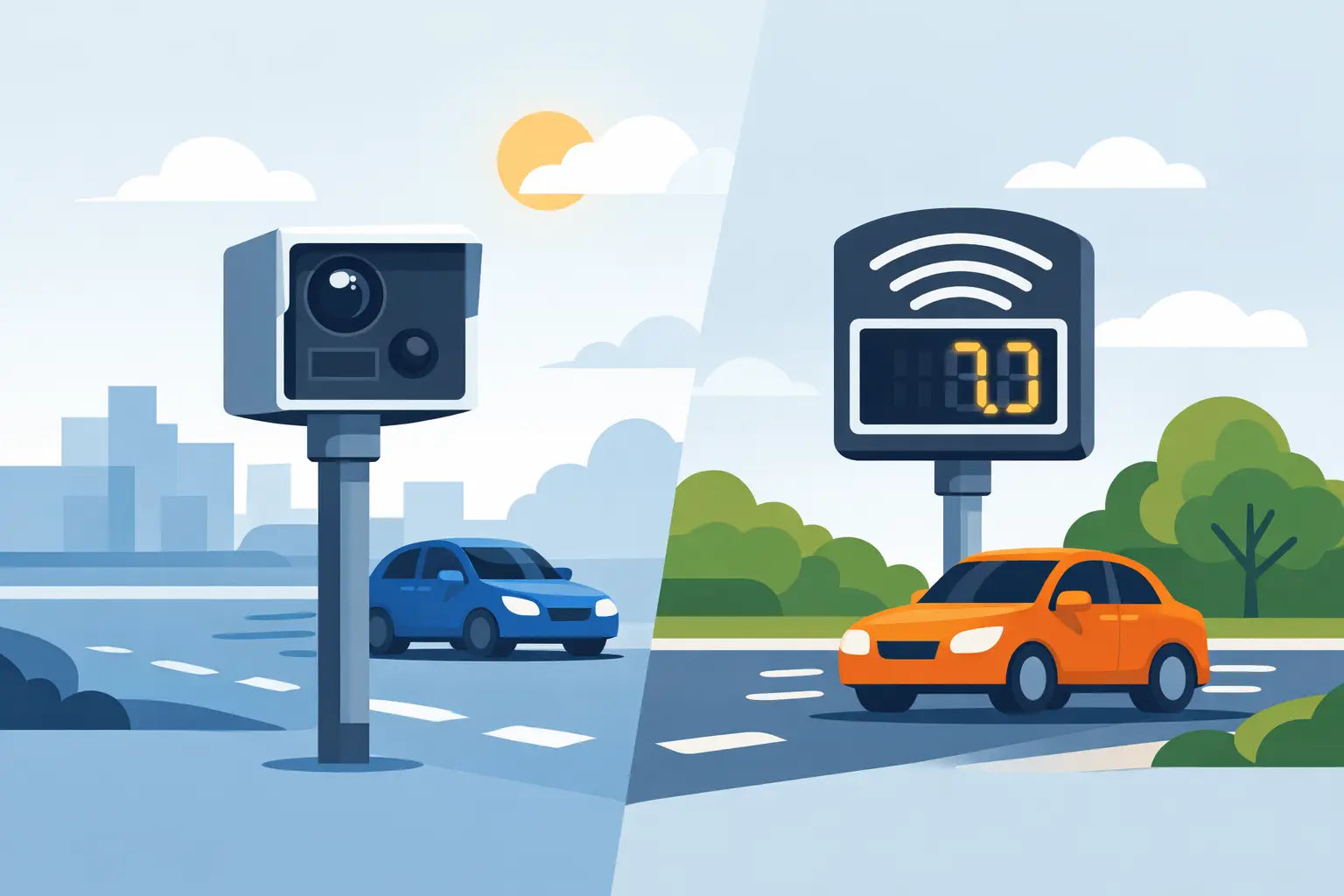 Speed Camera Versus Radar Sign