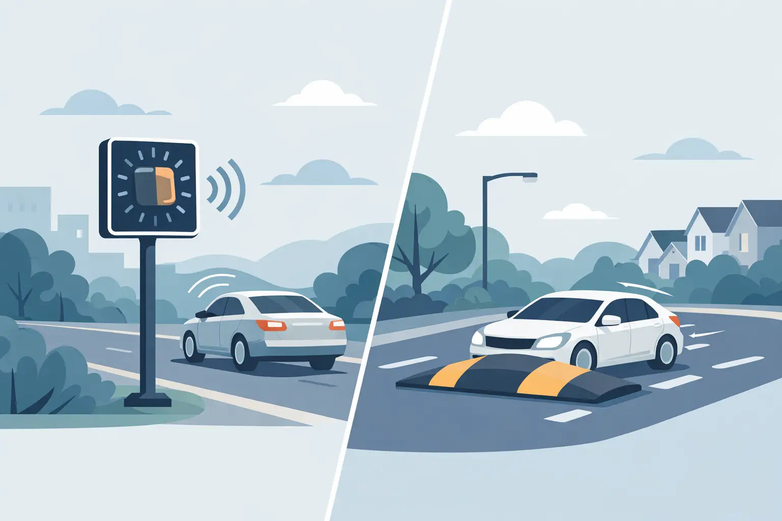 Radar Speed Sign vs Speed Hump