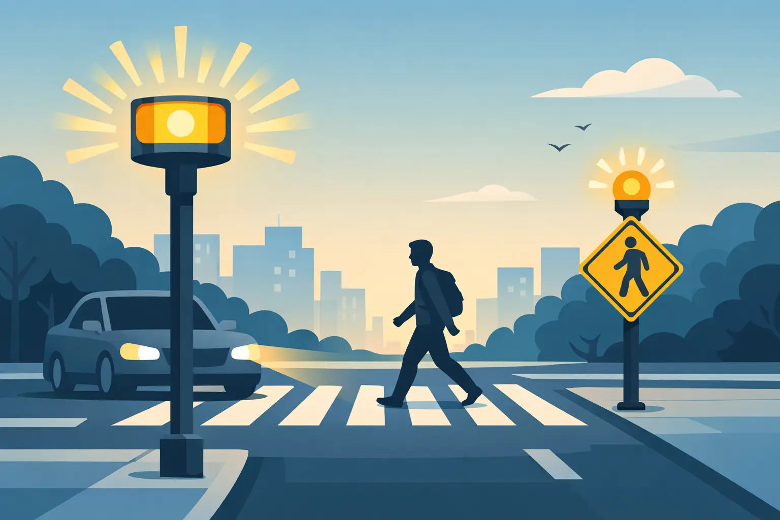Flashing Beacon for Crosswalk Safety