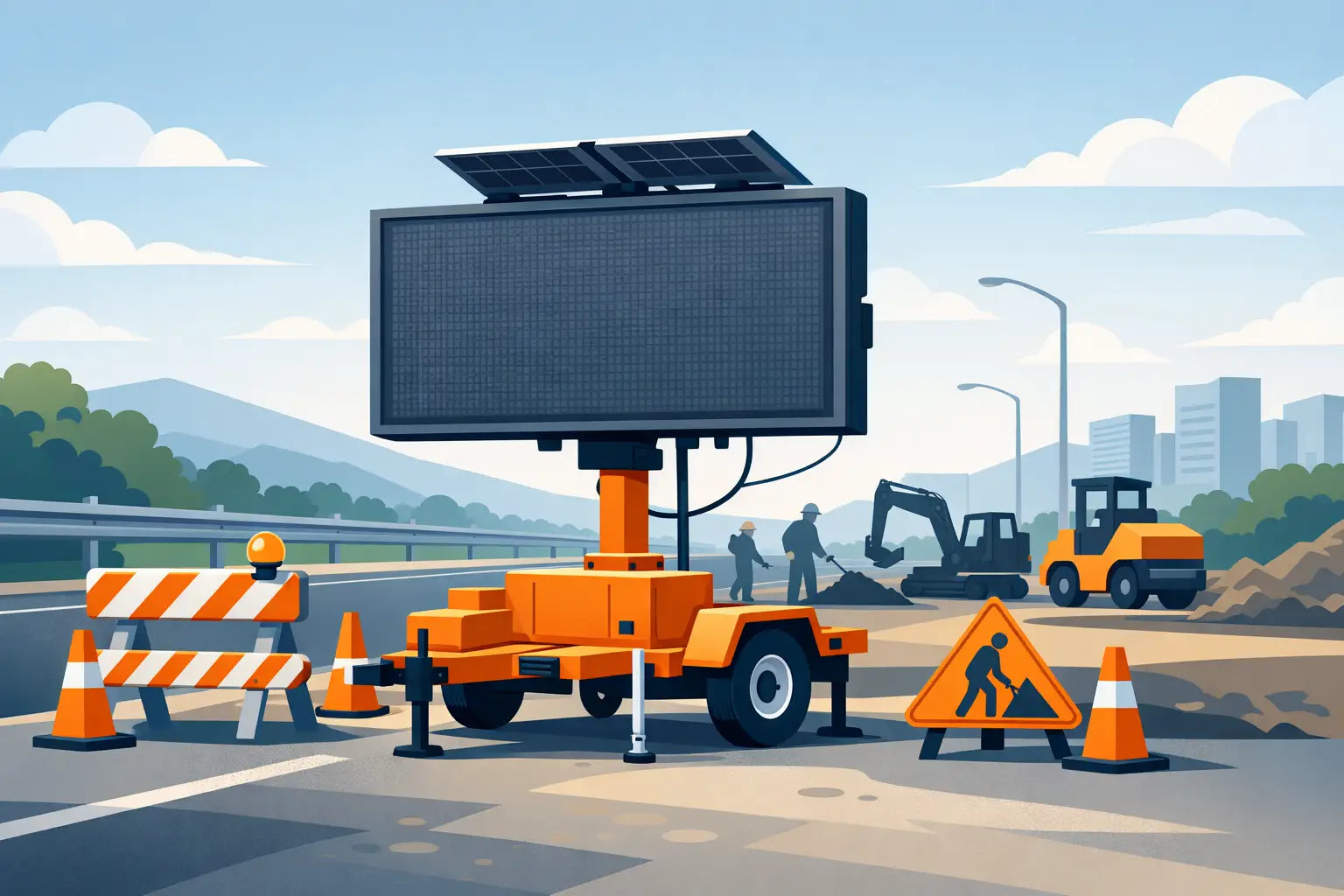 Portable Message Board Trailer for Road Work