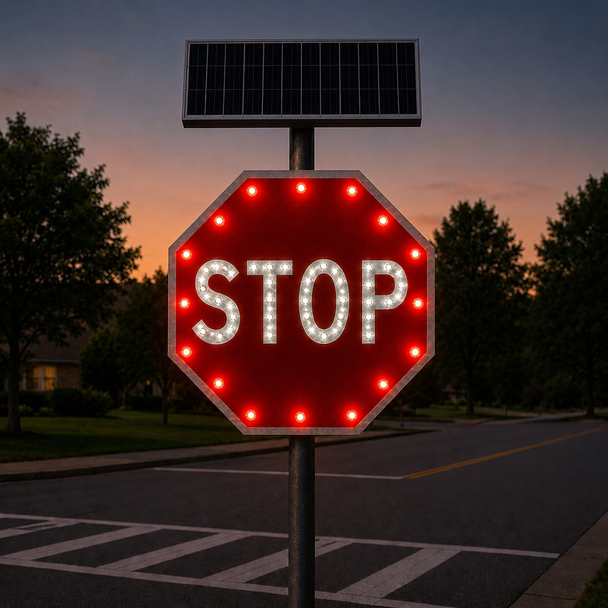 Winstar Enhanced Visibility Solar LED Stop Sign 30 in x 30 in, Diamond Grade, R1-1 MUTCD