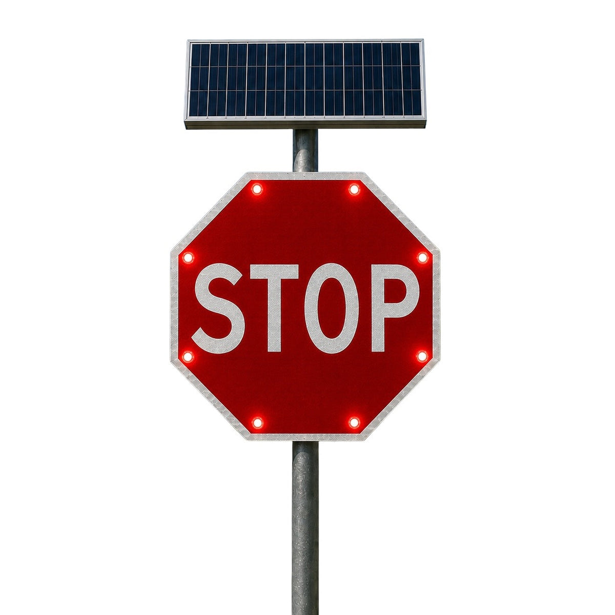 Winstar Enhanced Visibility Solar LED Stop Sign 30 in x 30 in, Diamond Grade, R1-1 MUTCD