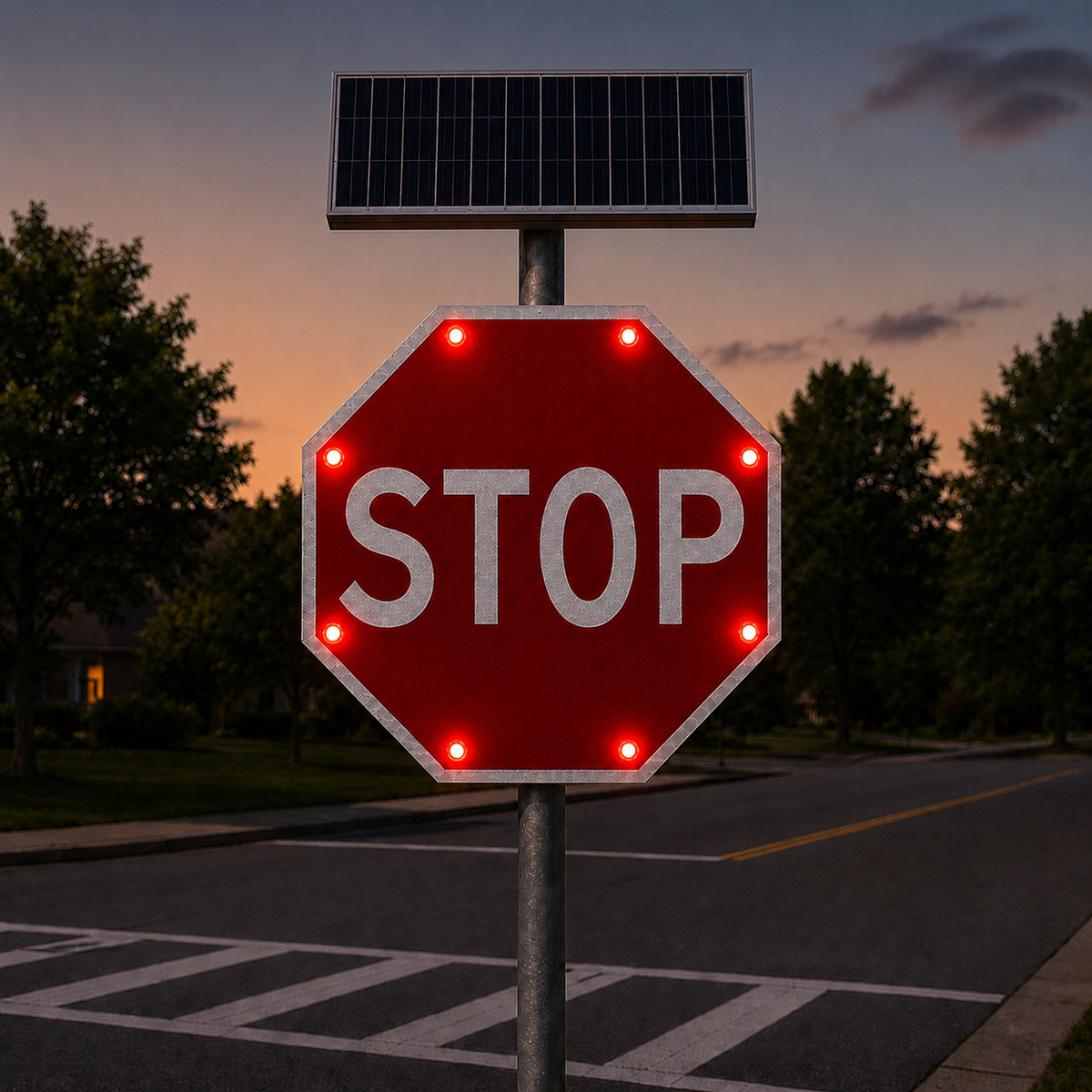 Winstar Enhanced Visibility Solar LED Stop Sign 30 in x 30 in, Diamond Grade, R1-1 MUTCD