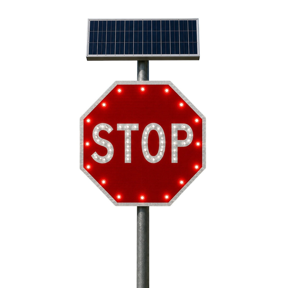 Winstar Enhanced Visibility Solar LED Stop Sign 30 in x 30 in, Diamond Grade, R1-1 MUTCD