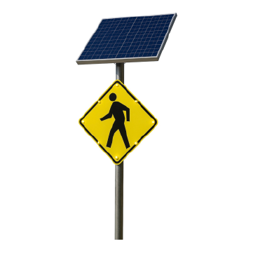 Winstar Pedestrian Crossing Solar LED Traffic Sign 30 in x 30 in, Yellow, Diamond Grade, W11-2 MUTCD