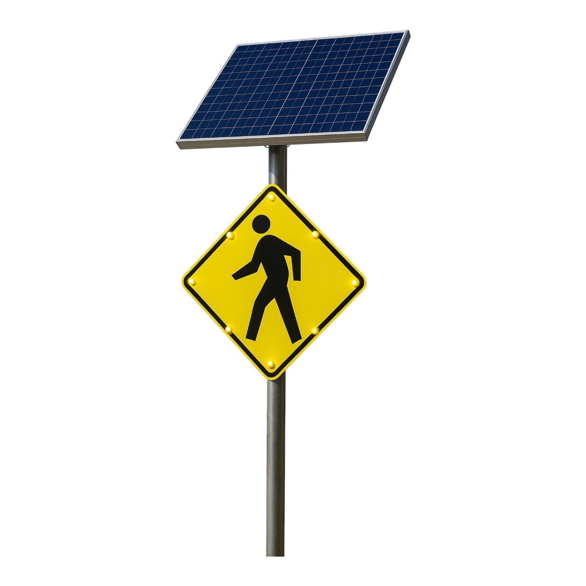 Winstar Pedestrian Crossing Solar LED Traffic Sign 30 in x 30 in, Green, Diamond Grade, W11-2 MUTCD