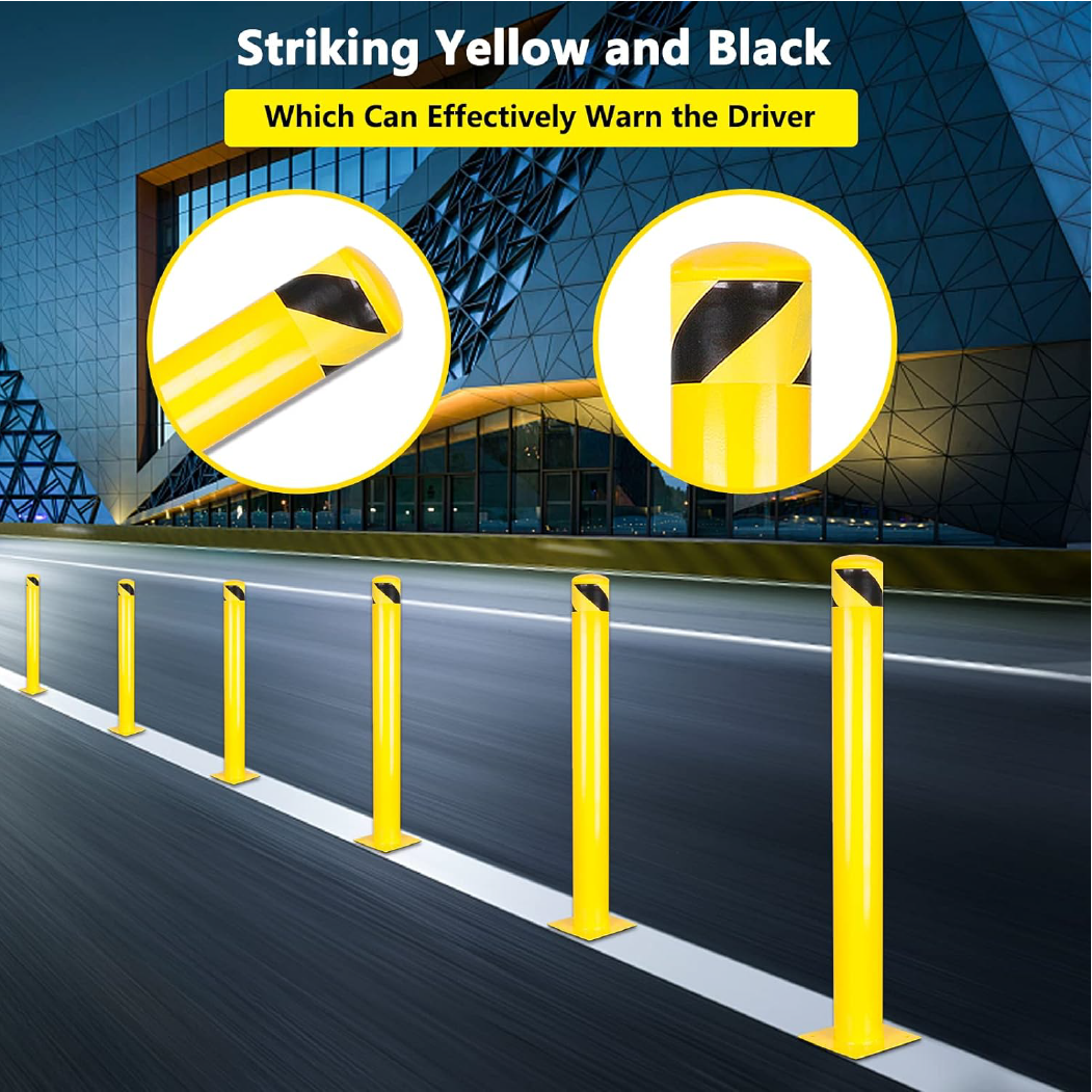 Winstar Steel Safety Bollards 2 Pack, 36&quot; x 4.5&quot; D, 5.5&quot; D